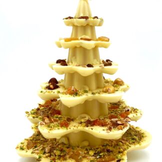 Arbre de Nadal de xocolata blanca amb fruits secs