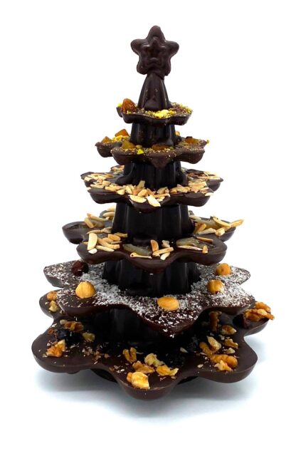 Arbre de Nadal de xocolata negra amb fruits secs